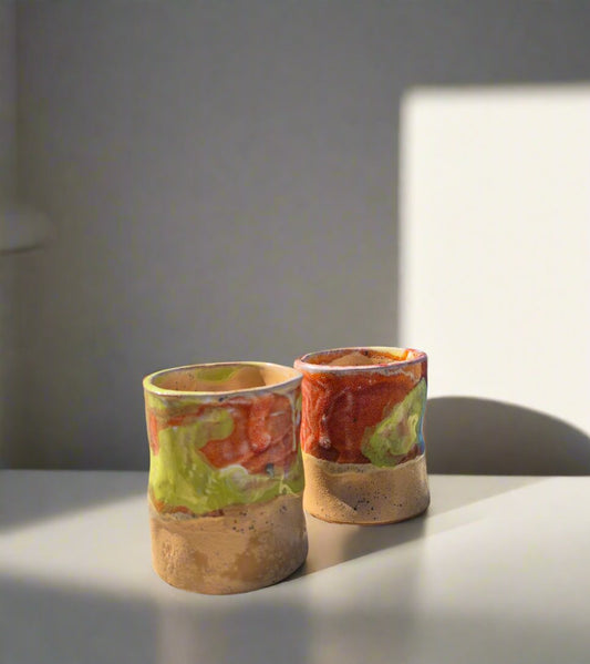 Set of 2, Abstract Espresso mugs