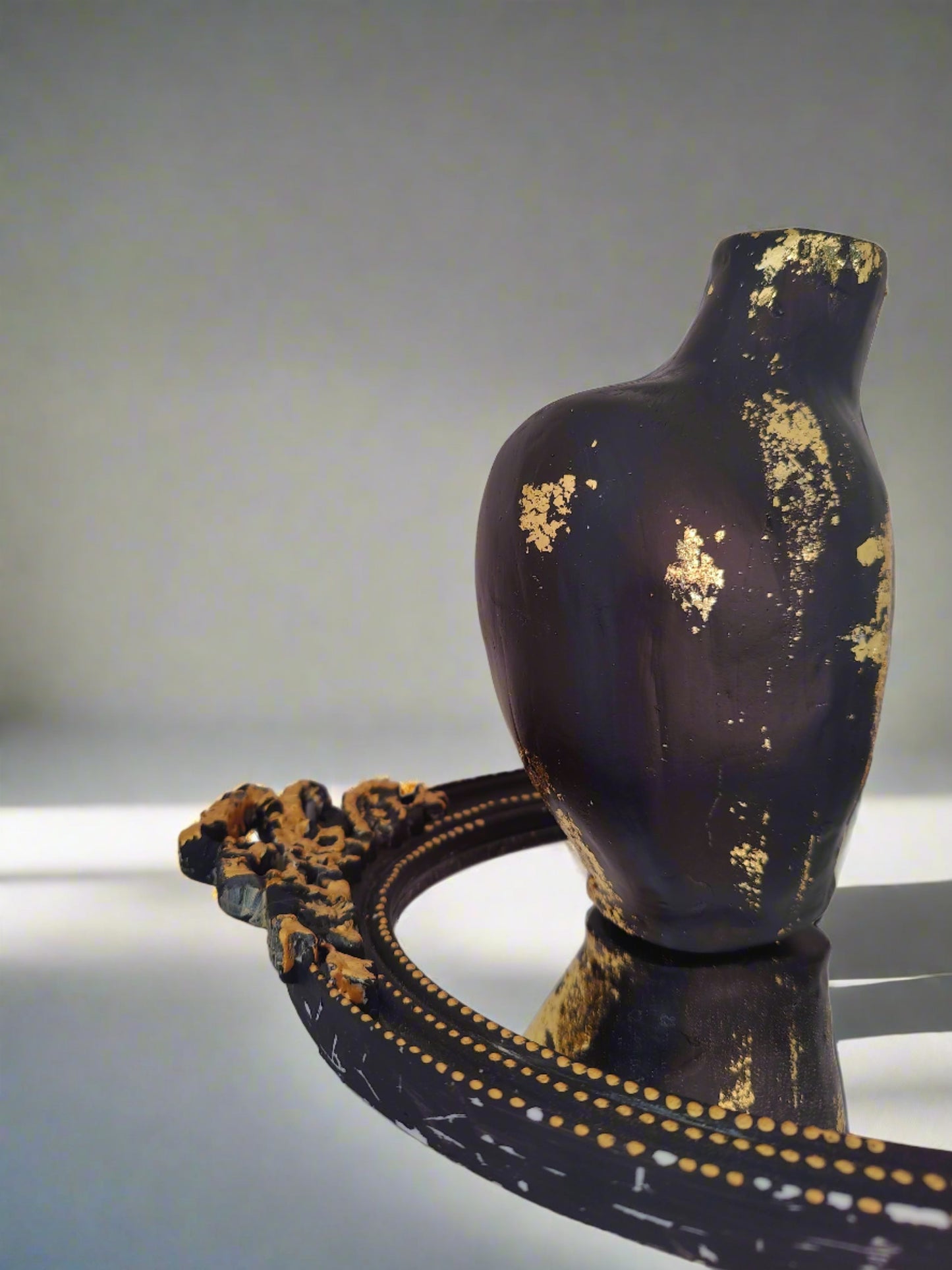 Black Vase With Gold Details